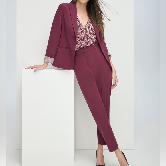 Tommy Hilfiger Women's One-Button Blazer, Faux-Wrap Top & Slim-Leg Ankle Pants - Picture 1 of 2